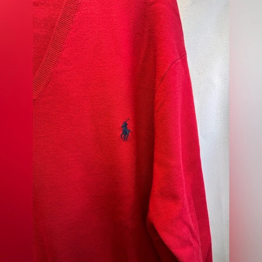 Polo Ralph Lauren Red V Neck Pima Cotton Pullover Sweater Size XXLarge NWOT